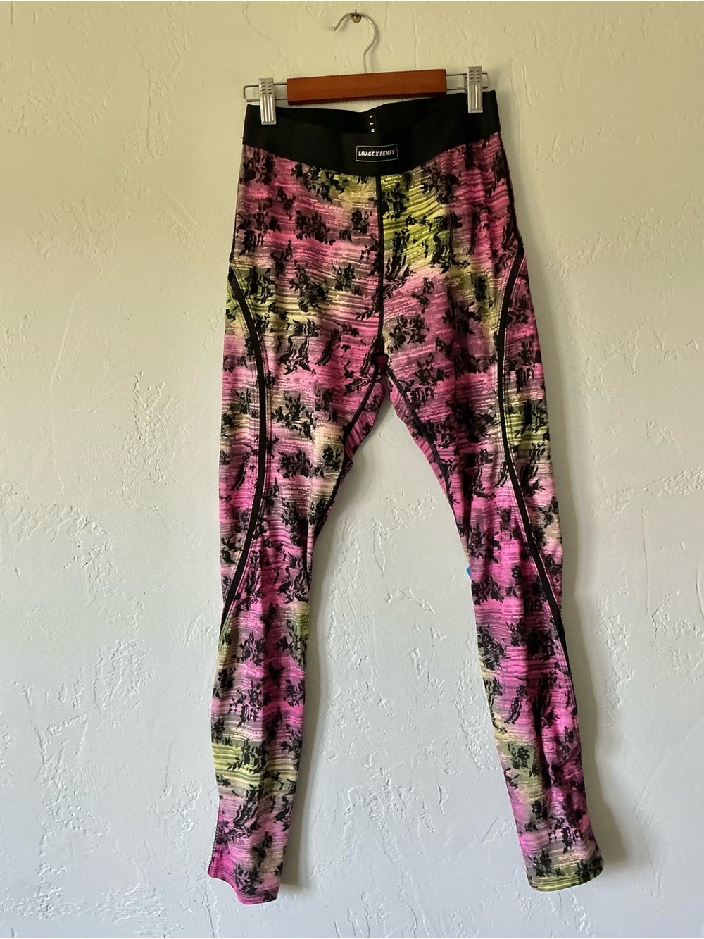 Savage X Fenty Pink & Yellow Tie-Dye Active Leggings